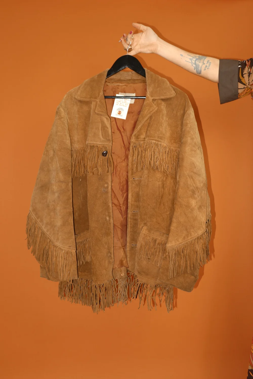 VINTAGE 70S FRINGED SUEDE TASSEL TAN BROWN WESTERN JACKET
